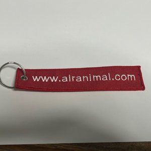 Air Animal Pet Movers Embroidered Red/White Luggage Tag Keychain 5.75"x1.25"